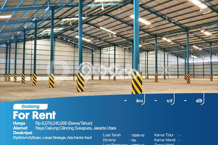 Gudang untuk disewa di Kelapa Gading punya LT 10358m2 & LB 10000m2 harga sewa kompetitif Gudang untuk disewa di Kelapa Gading punya LT 10358m2 & LB 10000m2 harga sewa kompetitif