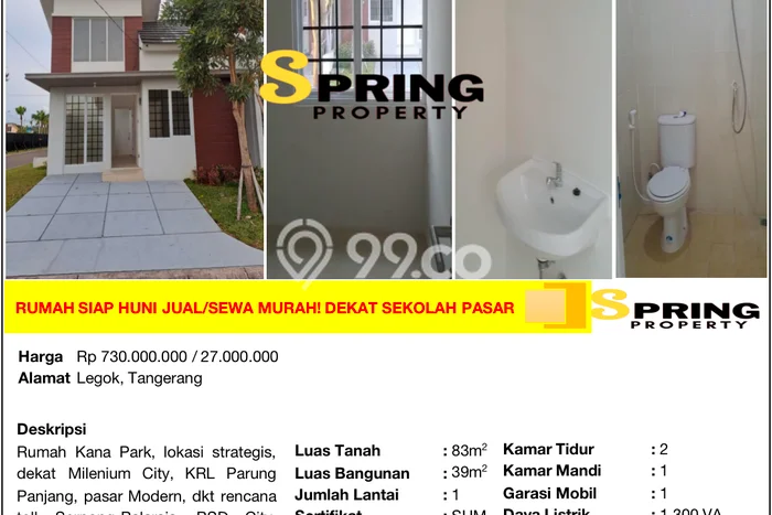 Rumah kawasan Legok, Siap Huni, 1 KM, Dekat Legok, Tangerang, Tangerang, Luas 83m2m² LB 39m2m² Rumah kawasan Legok, Siap Huni, 1 KM, Dekat Legok, Tangerang, Tangerang, Luas 83m2m² LB 39m2m²