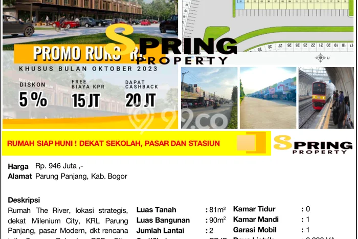 FOR SALE! Ruko di Parung Panjang Bogor, LT 81m2, LB 90m2 FOR SALE! Ruko di Parung Panjang Bogor, LT 81m2, LB 90m2