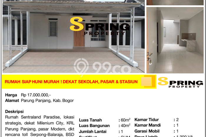 Rumah Cantik Siap Pakai Di Parung Panjang Luas 40m2 Lokasi Strategis Rumah Cantik Siap Pakai Di Parung Panjang Luas 40m2 Lokasi Strategis