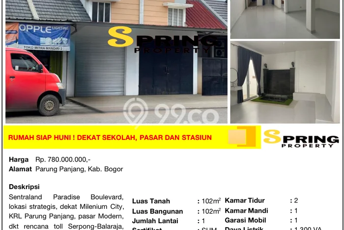 LOKASI PREMIUM! Ruko Kawasan Parung Panjang, Luas 102m², Mainroad, Area Bisnis LOKASI PREMIUM! Ruko Kawasan Parung Panjang, Luas 102m², Mainroad, Area Bisnis