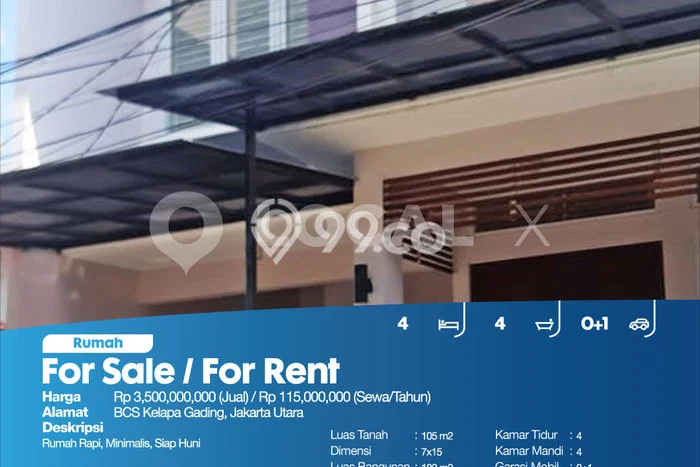 Lokasi strategis! Rumah siap huni dikontrakkan di Kelapa Gading LB 182m2 Lokasi strategis! Rumah siap huni dikontrakkan di Kelapa Gading LB 182m2