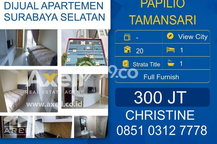 Dijual Apartemen 0 KT 0 KM di Surabaya Kota Luas 20m2 Dijual Apartemen 0 KT 0 KM di Surabaya Kota Luas 20m2