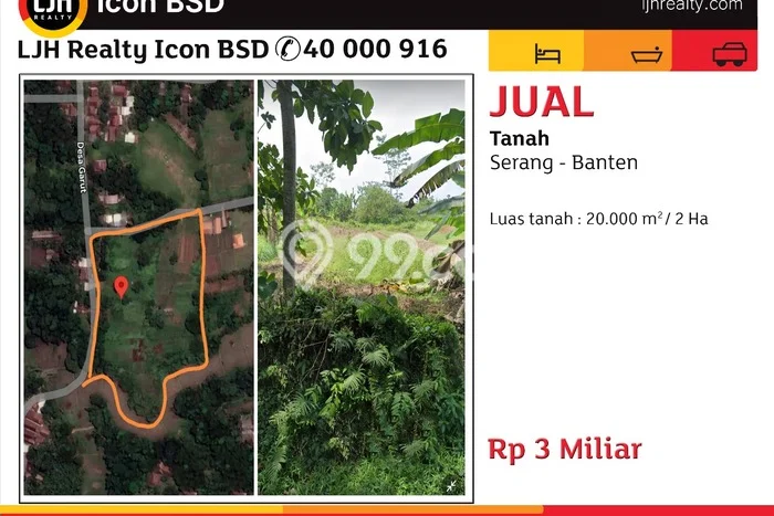 Lahan Dijual Lokasi Serang, Serang dengan Luas Tanah 20000m2 dan Status SHM Lahan Dijual Lokasi Serang, Serang dengan Luas Tanah 20000m2 dan Status SHM