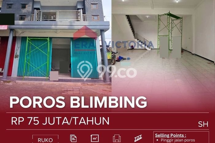 Disewakan Ruko komersial di Blimbing luas bangunan 152m2 Disewakan Ruko komersial di Blimbing luas bangunan 152m2