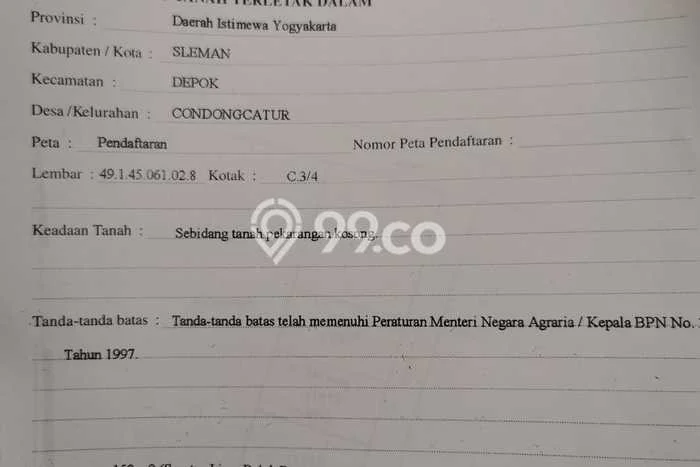 Untuk Dijual Tanah 152m2 di Kaliurang, Yogyakarta Untuk Dijual Tanah 152m2 di Kaliurang, Yogyakarta