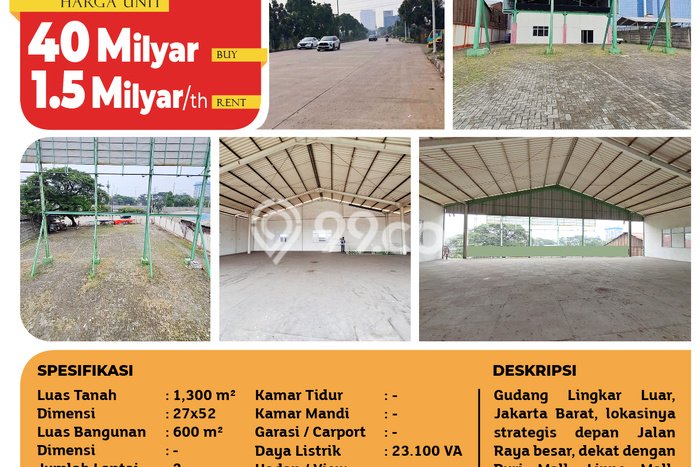 Unit Gudang Dijual di Cengkareng Jakarta Barat 600m2 Unit Gudang Dijual di Cengkareng Jakarta Barat 600m2
