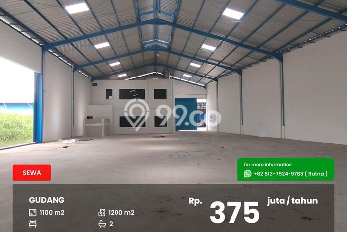 AREA BERKEMBANG! Gudang Disewakan Kawasan , Luas 1100m2m², Siap Bisnis AREA BERKEMBANG! Gudang Disewakan Kawasan , Luas 1100m2m², Siap Bisnis