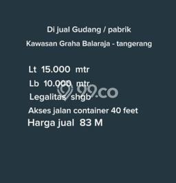 Dijual Gudang di Balaraja Tangerang LT 15000m2 / LB 10000m2 Dijual Gudang di Balaraja Tangerang LT 15000m2 / LB 10000m2