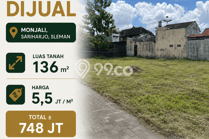 Untuk Dijual Tanah di Ngemplak Sleman Luas 136m2 SHM Untuk Dijual Tanah di Ngemplak Sleman Luas 136m2 SHM