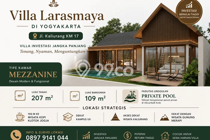 Vila Berkembang di Pakem, Luas 207m2m², Dekat ke berbagai fasilitas Vila Berkembang di Pakem, Luas 207m2m², Dekat ke berbagai fasilitas