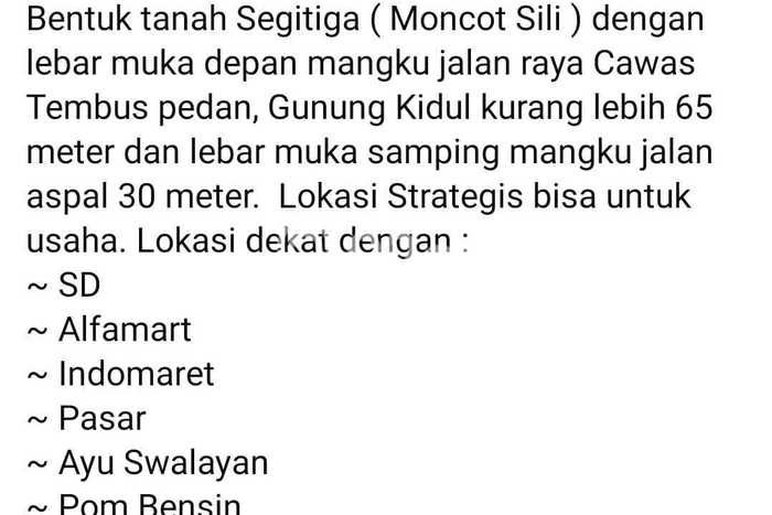 Dijual Tanah di Cawas Klaten Luas 1940m2 SHM Dijual Tanah di Cawas Klaten Luas 1940m2 SHM