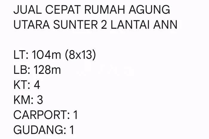 Rumah Elit LB 128m2 Siap Pakai Desain Elegan di Sunter, Jakarta Utara Rumah Elit LB 128m2 Siap Pakai Desain Elegan di Sunter, Jakarta Utara