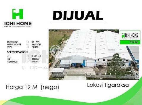 FOR SALE! Pabrik di Tigaraksa Tangerang, LT 2970m2, LB 2500m2 FOR SALE! Pabrik di Tigaraksa Tangerang, LT 2970m2, LB 2500m2