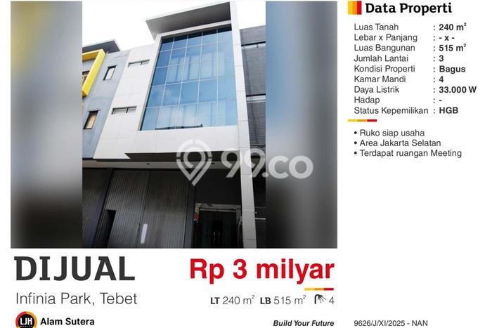 FOR SALE! Ruko di Tebet Jakarta Selatan, LT 240m2, LB 515m2 FOR SALE! Ruko di Tebet Jakarta Selatan, LT 240m2, LB 515m2