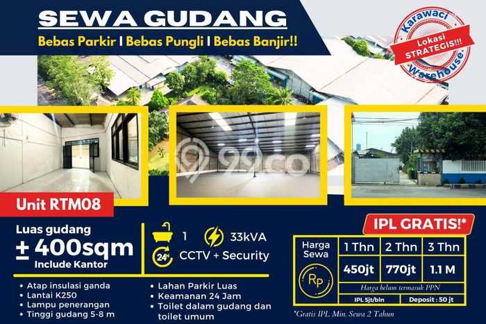 Unit Gudang Disewa Lokasi Karawaci, Tangerang Spesifikasi Luas Bangunan 400m2 Unit Gudang Disewa Lokasi Karawaci, Tangerang Spesifikasi Luas Bangunan 400m2