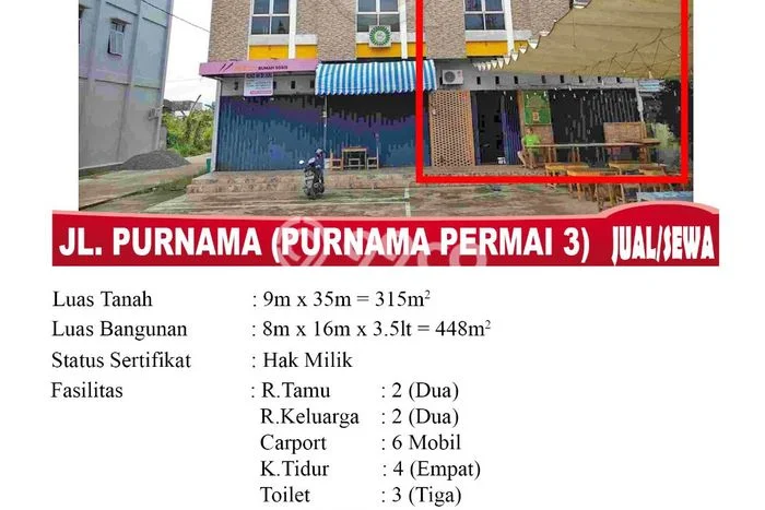 Ruko Komersial Disewakan di Pontianak Selatan Pontianak Luas 448m2 Ruko Komersial Disewakan di Pontianak Selatan Pontianak Luas 448m2