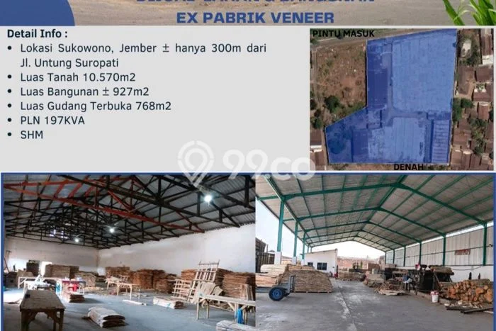 Pabrik Dijual di Sukowono LT 10570m2, LB 1695m2 untuk Investasi Pabrik Dijual di Sukowono LT 10570m2, LB 1695m2 untuk Investasi
