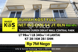 Rumah Kost Dijual di Tanjung Duren Jakarta Barat Luas 340m2 Rumah Kost Dijual di Tanjung Duren Jakarta Barat Luas 340m2