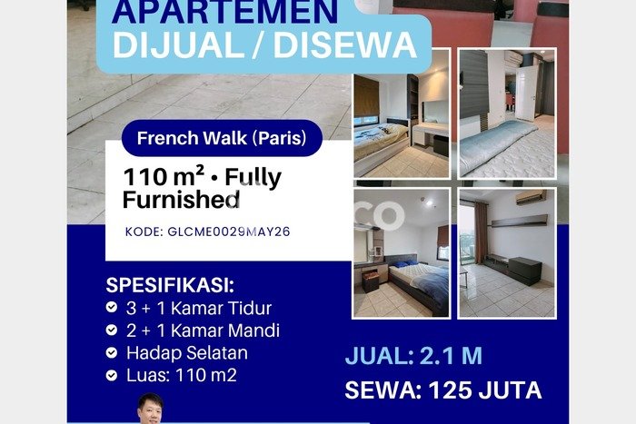 Disewakan Segera Apartemen Nyaman 3 KT di Kawasan Kelapa Gading Disewakan Segera Apartemen Nyaman 3 KT di Kawasan Kelapa Gading