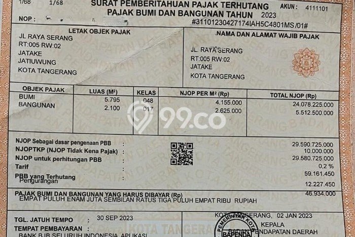 Untuk Dijual Tanah 8000m2 di Jatake, Tangerang Untuk Dijual Tanah 8000m2 di Jatake, Tangerang