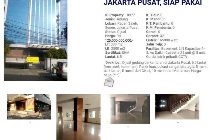 Unit Komersial Dijual di Jakarta Pusat LT 800m2 & LB 2500m2 Unit Komersial Dijual di Jakarta Pusat LT 800m2 & LB 2500m2