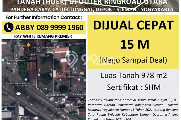 Dijual Tanah di Depok Sleman Luas 978m2 SHM Dijual Tanah di Depok Sleman Luas 978m2 SHM