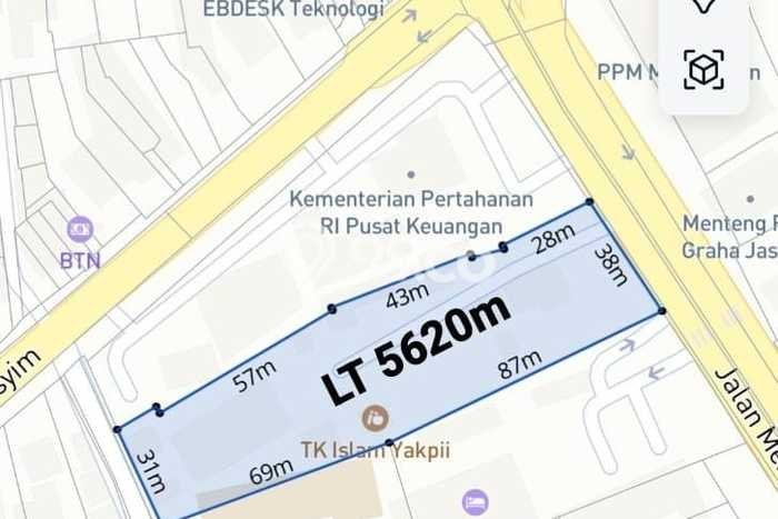 Tanah Dijual Lokasi Menteng, Jakarta Pusat Luas 5620m2 Legalitas Aman Tanah Dijual Lokasi Menteng, Jakarta Pusat Luas 5620m2 Legalitas Aman