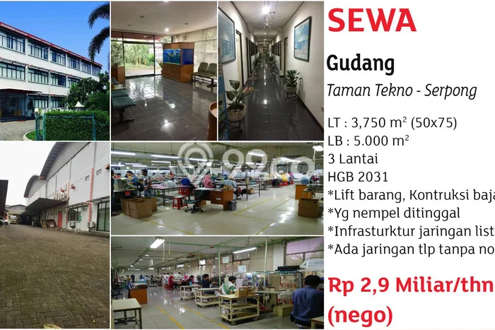 Area Strategis! Disewakan Gudang Lokasi Serpong, Tangerang Selatan Cocok untuk Bisnis Area Strategis! Disewakan Gudang Lokasi Serpong, Tangerang Selatan Cocok untuk Bisnis
