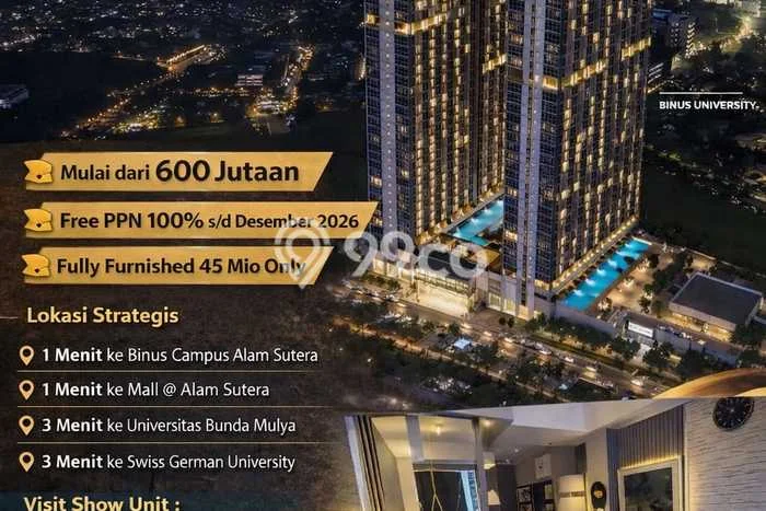 Dijual Apartemen Nyaman di Pinang Tangerang 0 Kamar Tidur Dijual Apartemen Nyaman di Pinang Tangerang 0 Kamar Tidur