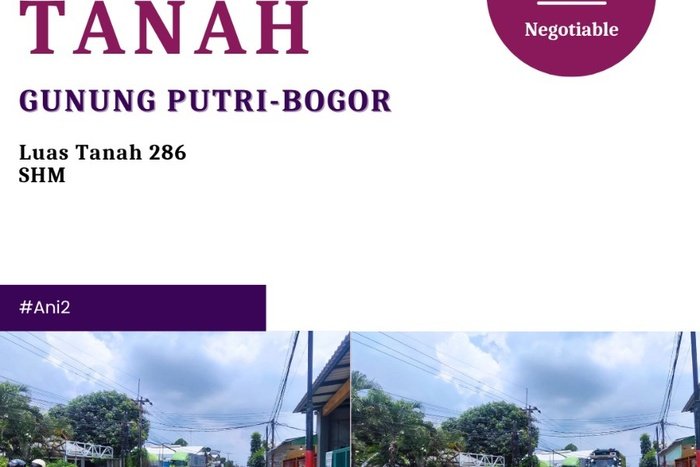 Dijual Tanah di Gunung Putri Bogor Luas 286m2 SHM Dijual Tanah di Gunung Putri Bogor Luas 286m2 SHM