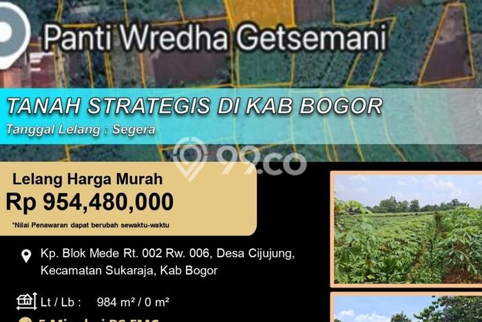 Jarang Ada! Tanah di Sukaraja Punya Luas 984m2 SHM Jarang Ada! Tanah di Sukaraja Punya Luas 984m2 SHM