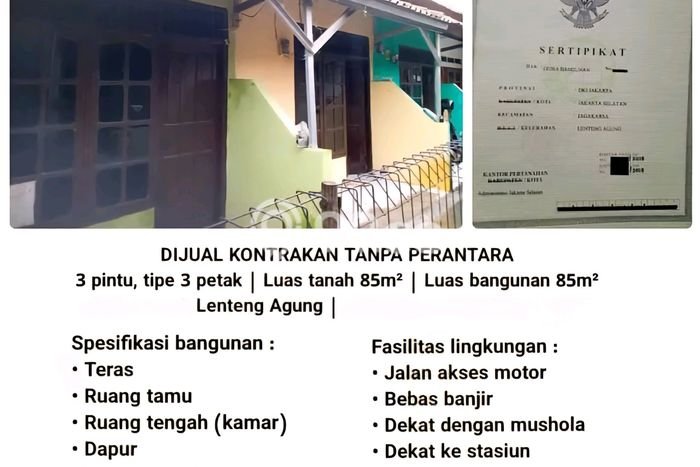 Rumah Kost Dijual di Lenteng Agung Jakarta Selatan Luas 70m2 Rumah Kost Dijual di Lenteng Agung Jakarta Selatan Luas 70m2