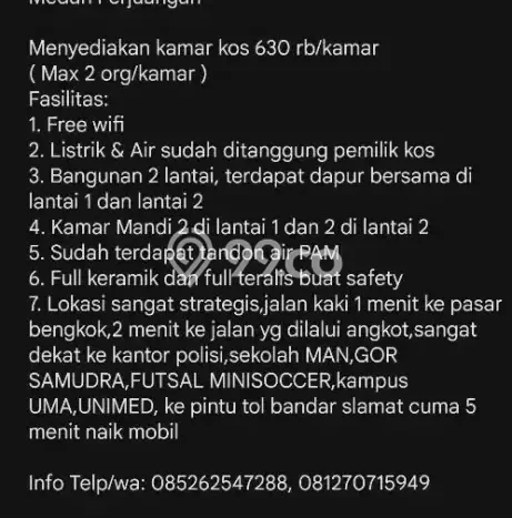 Rumah Kost Disewakan di Medan Perjuangan, Medan Full Furnished Rumah Kost Disewakan di Medan Perjuangan, Medan Full Furnished