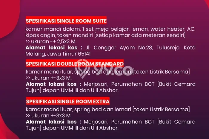 Kost di Lowokwaru Malang Siap Huni Full Furnished Kost di Lowokwaru Malang Siap Huni Full Furnished