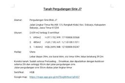 Lahan Dijual Lokasi Sidoarjo, Sidoarjo dengan Luas Tanah 2639m2 dan Status - Lahan Dijual Lokasi Sidoarjo, Sidoarjo dengan Luas Tanah 2639m2 dan Status -