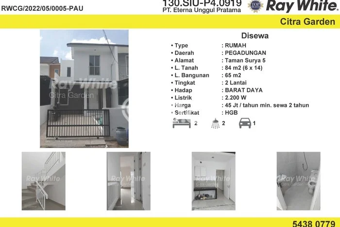 Disewakan! Rumah 2 Kamar Tidur &
2 Kamar Mandi di Pegadungan, Jakarta Barat Disewakan! Rumah 2 Kamar Tidur &
2 Kamar Mandi di Pegadungan, Jakarta Barat