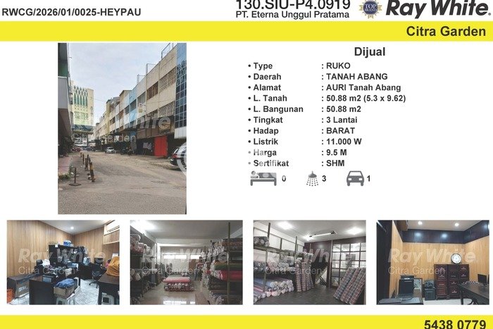 Ruko Bagus LT 50m2 LB 50m2 Dijual di Tanah Abang Jakarta Pusat Ruko Bagus LT 50m2 LB 50m2 Dijual di Tanah Abang Jakarta Pusat