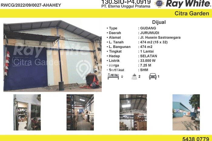 Unit Gudang Dijual di Tangerang LT 474m2 & LB 474m2 Unit Gudang Dijual di Tangerang LT 474m2 & LB 474m2
