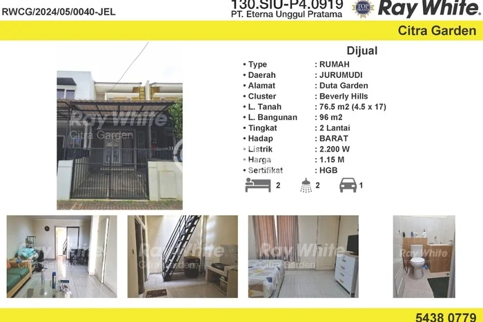 Rumah Minimalis 2 KT LT 76m2 di Duta Garden Rumah Minimalis 2 KT LT 76m2 di Duta Garden
