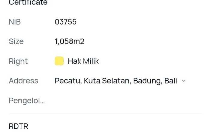 Untuk Disewa Tanah di Pecatu Badung Seluas 1058m2 Untuk Disewa Tanah di Pecatu Badung Seluas 1058m2