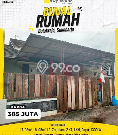 Dijual Rumah Murah di Sukoharjo Sukoharjo Harga Rp 385 Juta LT 98m2 Dijual Rumah Murah di Sukoharjo Sukoharjo Harga Rp 385 Juta LT 98m2