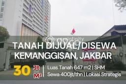 Kavling Tanah untuk Dijual di Kemanggisan, Jakarta Barat, Luas 647m2 Kavling Tanah untuk Dijual di Kemanggisan, Jakarta Barat, Luas 647m2