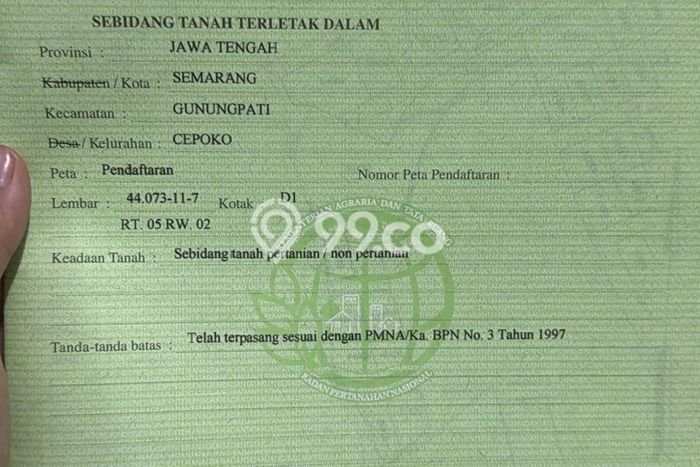 Tanah Dijual Lokasi Gunung Pati, Semarang dengan Luas Tanah 158m2 dan Status SHM Tanah Dijual Lokasi Gunung Pati, Semarang dengan Luas Tanah 158m2 dan Status SHM
