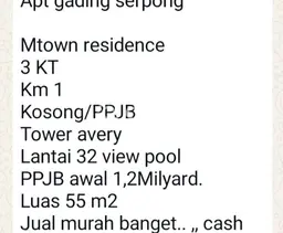 Apartemen Nyaman Dijual di Curug, Tangerang Dilengkapi 3 KT dan 1 KM Apartemen Nyaman Dijual di Curug, Tangerang Dilengkapi 3 KT dan 1 KM