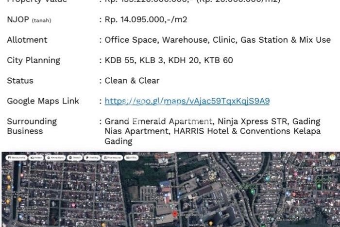 Dijual Tanah 6961m2 di Pegangsaan, Jakarta Utara Dijual Tanah 6961m2 di Pegangsaan, Jakarta Utara