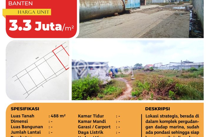 Kavling Tanah untuk Dijual di Dadap, Tangerang, Luas 488m2 Kavling Tanah untuk Dijual di Dadap, Tangerang, Luas 488m2