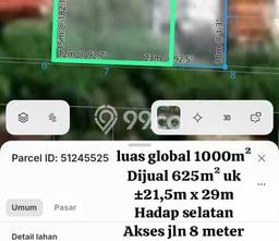 Tanah Dijual Lokasi Strategis di Denpasar dengan Luas 625m2 Tanah Dijual Lokasi Strategis di Denpasar dengan Luas 625m2