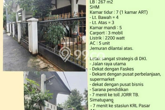 Siap Huni Hunian Elit 7 Kamar di Pasar Minggu Dekat ke Mana Pun Siap Huni Hunian Elit 7 Kamar di Pasar Minggu Dekat ke Mana Pun