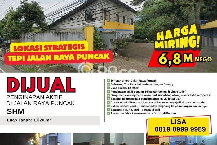 Hotel Area Strategis Kawasan , Luas 1070m2m², Ramai Hotel Area Strategis Kawasan , Luas 1070m2m², Ramai